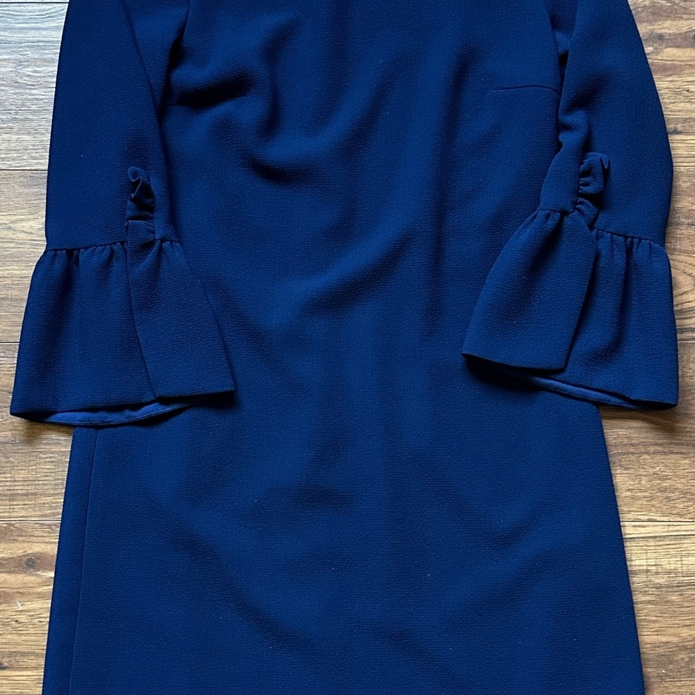 Club Monaco Women's 3/4 Ruffle Sleeve Blouson Dress Royal Blue Size 4 - Picture 6 of 11